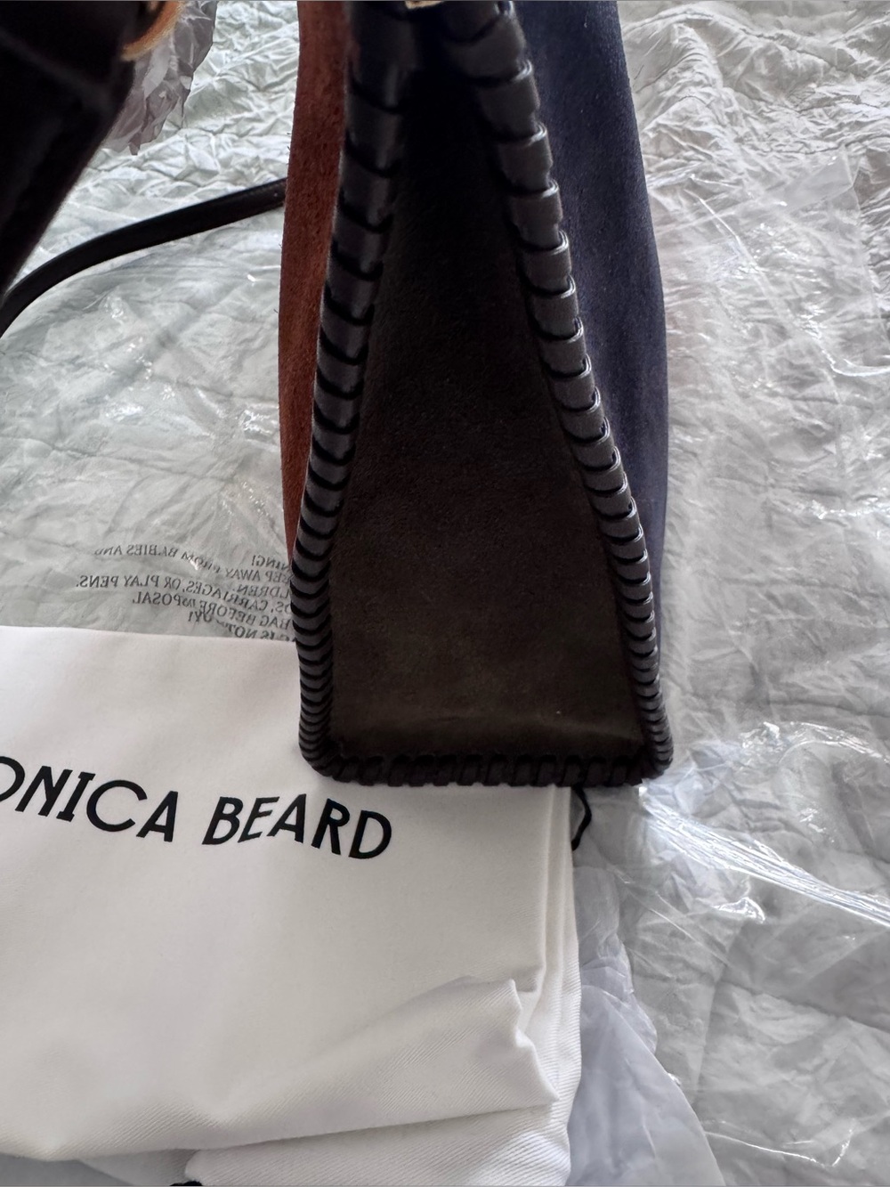 NWT Veronica Beard Vida Colorblock Suede Hobo Bag - Picture 7 of 16